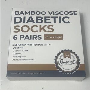 Pembrook Apparel Banboo Viscose Compression Diabetic Socks 6 Pair Crew Height